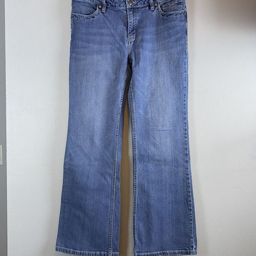 Harley Davidson Women's Sz 14 Jeans Pink Embellished Pockets Denim Straight Leg
